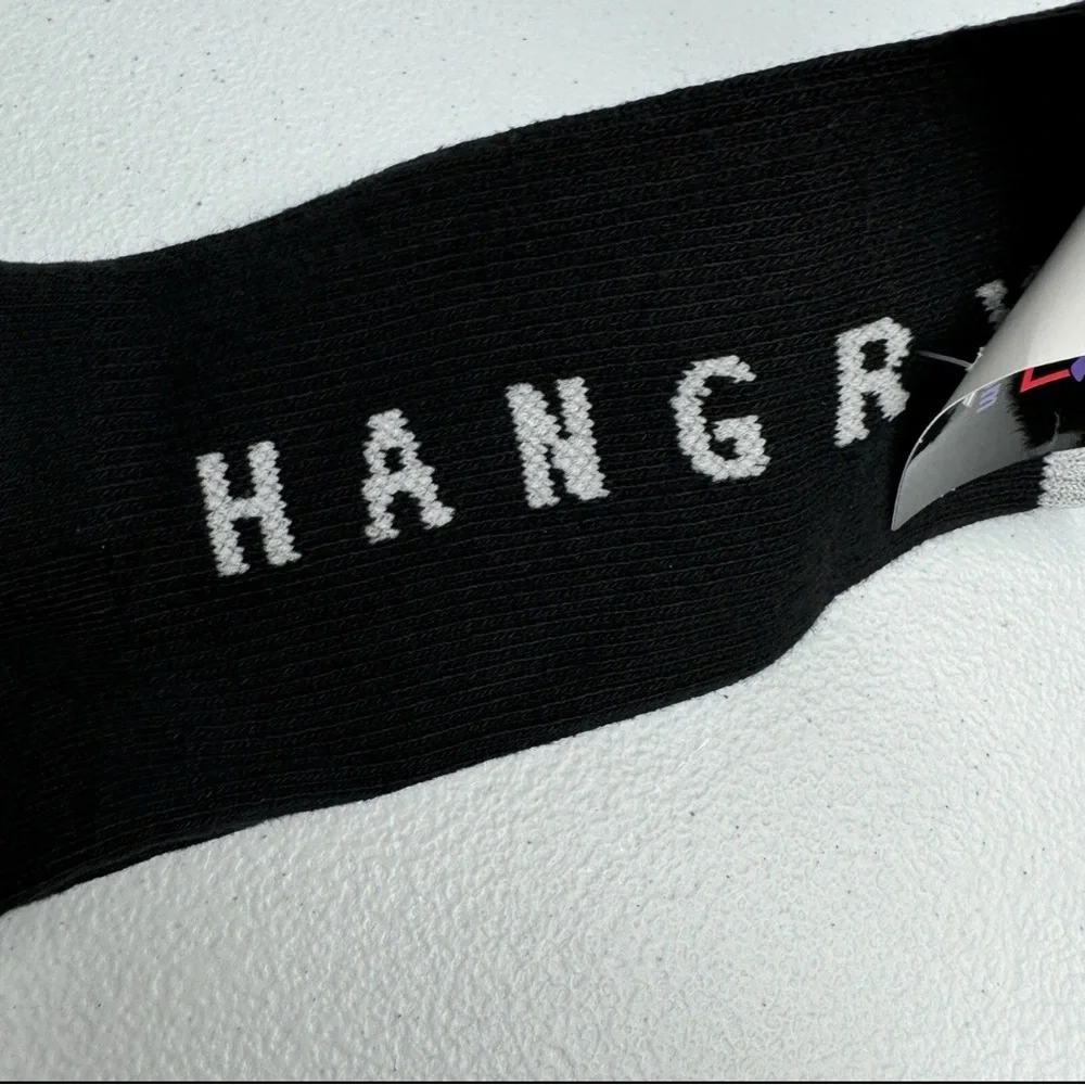 The Sox Box Hangry Crew Socks OSFM Mid Calf Black Gray Humor Novelty 6 Pairs New